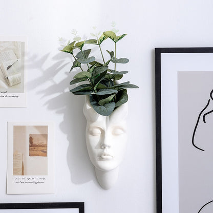 Minimalist Face Wall Vase - Floral Fawna