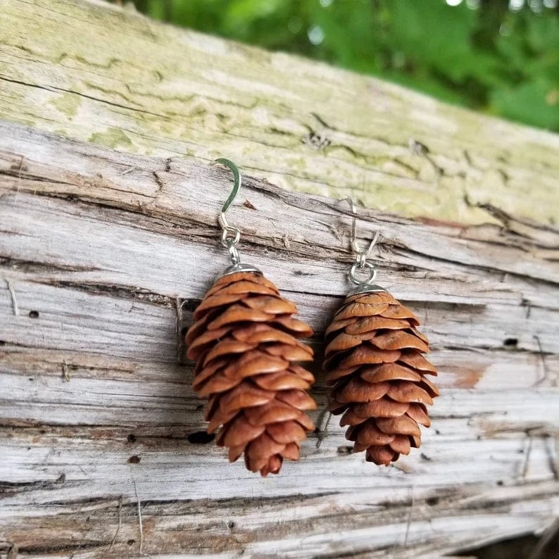 Real Pine Cone Earrings - Floral Fawna