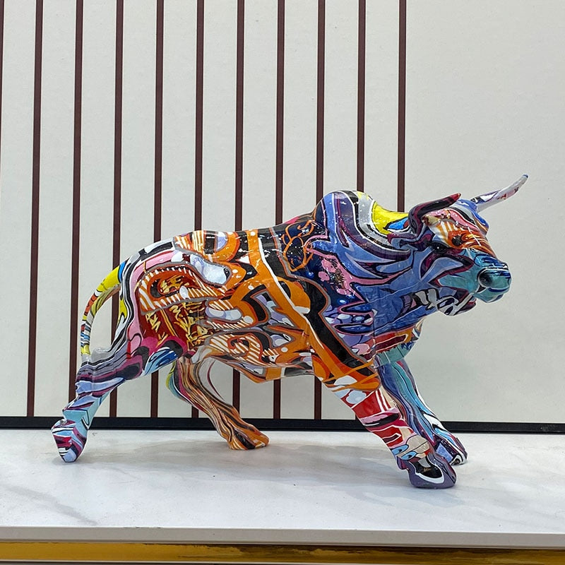 Abstract Bull Sculpture - Floral Fawna
