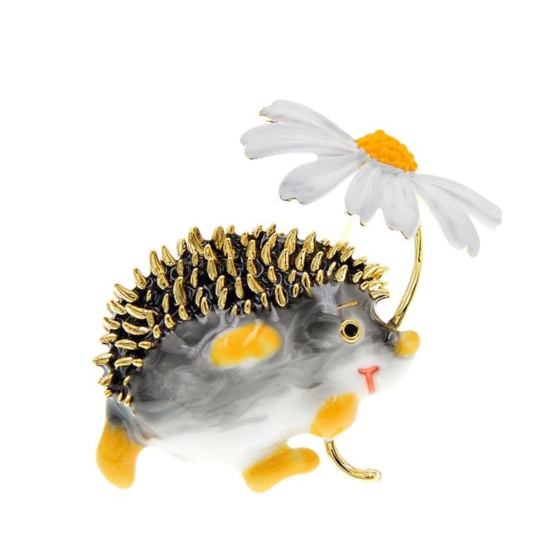 Hedgehog &amp; Daisy Brooch - Floral Fawna