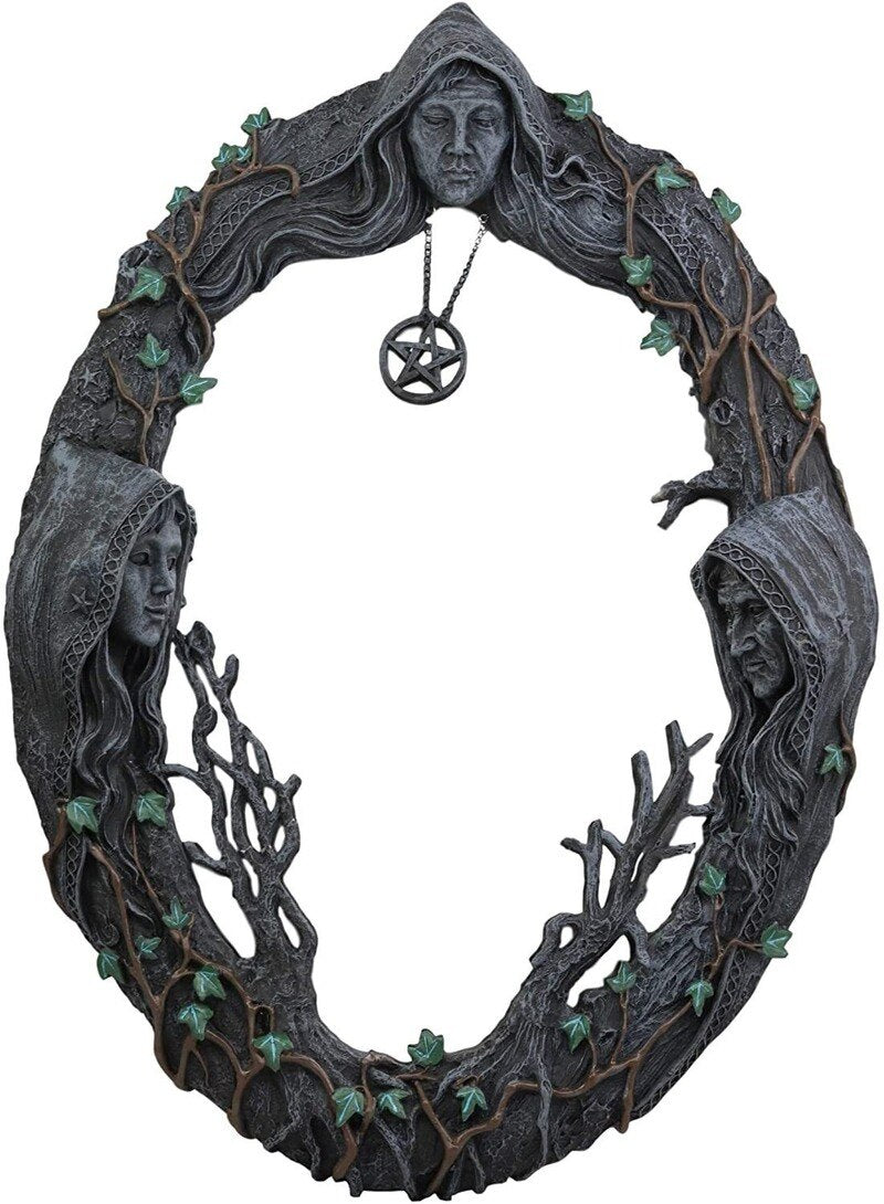 Triple Moon Goddess Wall Mirror - Floral Fawna