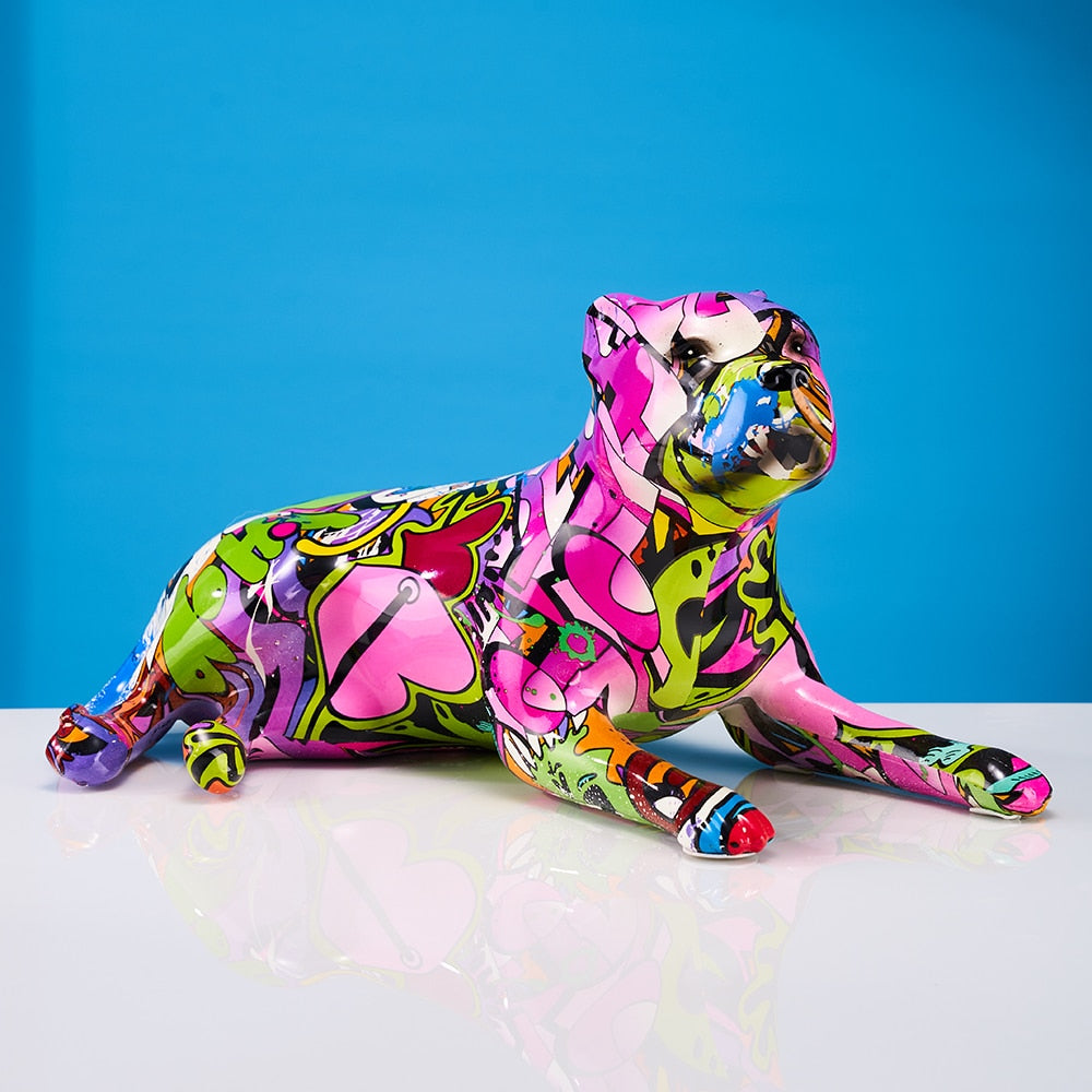 Modern Graffiti Pitbull Terrier Sculpture - Floral Fawna