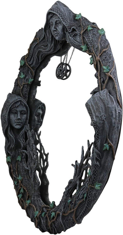 Triple Moon Goddess Wall Mirror - Floral Fawna