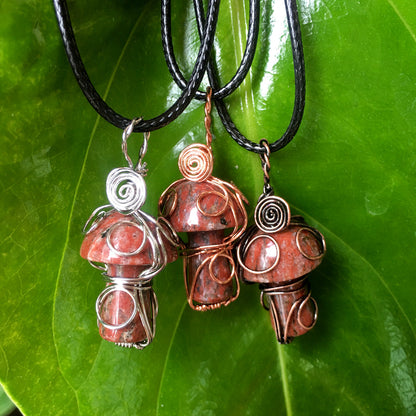 Wire Wrapped Mushroom Necklace - Floral Fawna