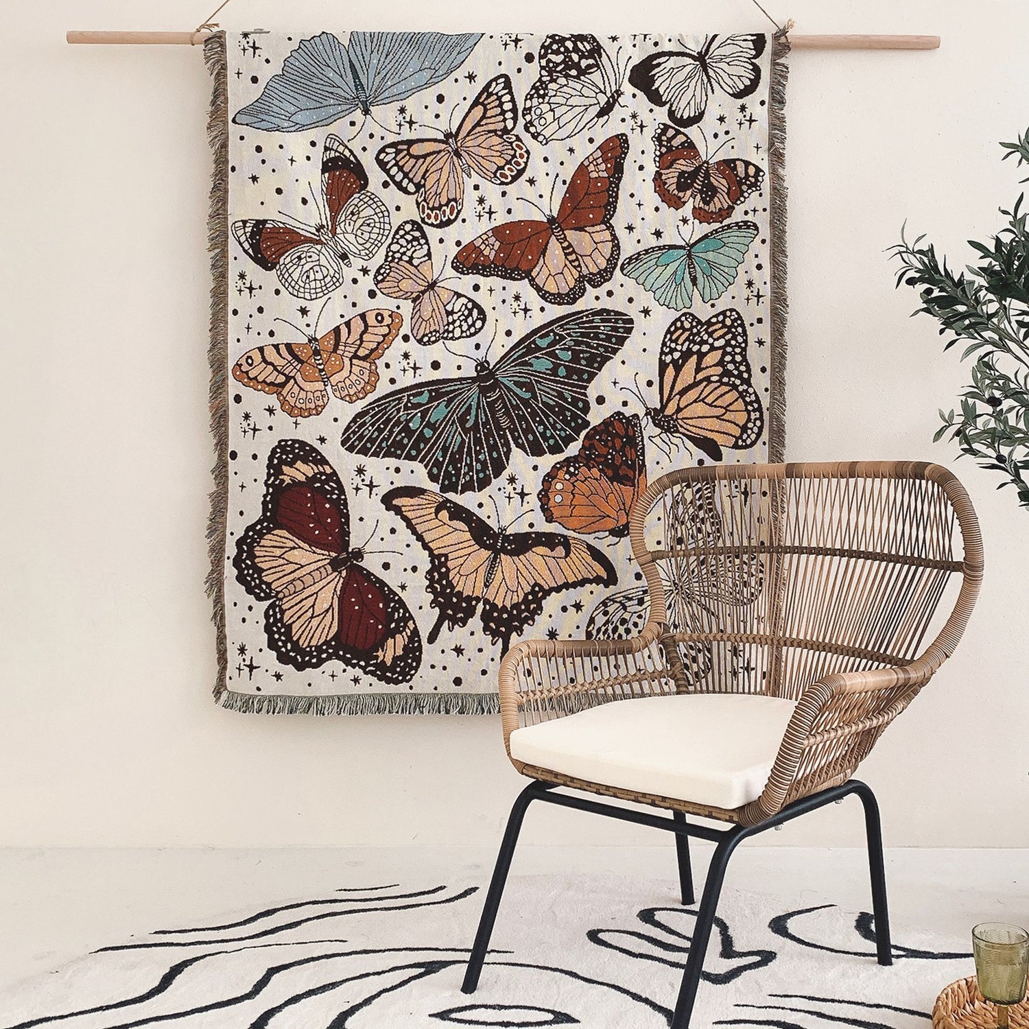 Butterfly Tapestry Throw - Floral Fawna