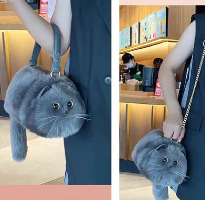 Realistic Faux Fur Cat Bag