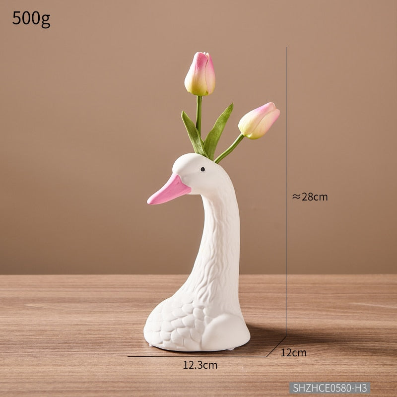 Ceramic Swan Vase - Floral Fawna