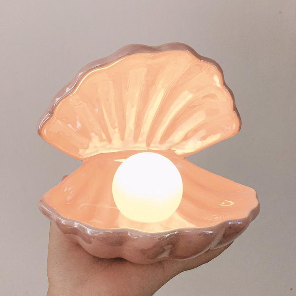 Ceramic Clam Shell Pearl Night Light