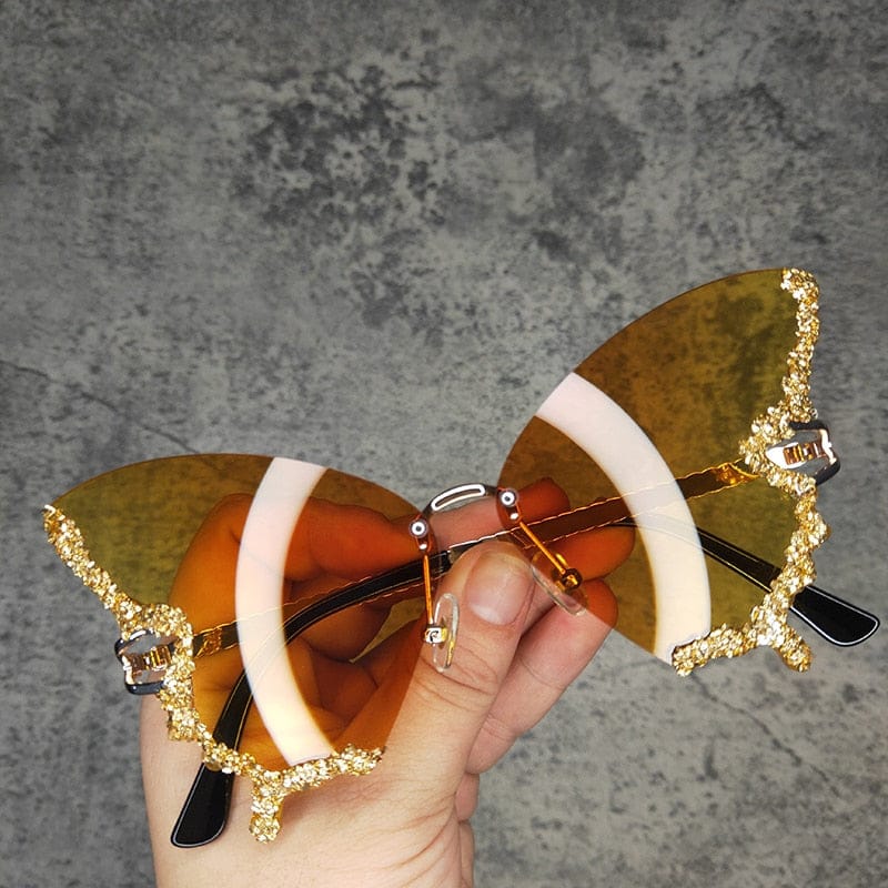 Butterfly Crystal Sunglasses - Floral Fawna