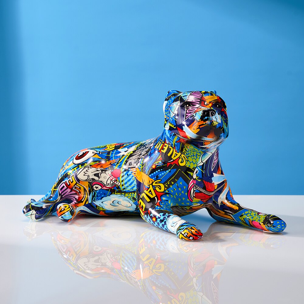 Modern Graffiti Pitbull Terrier Sculpture - Floral Fawna
