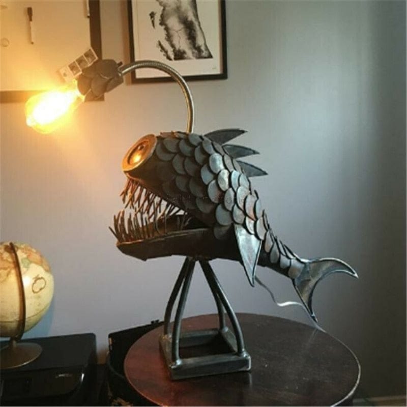 Iron Angler Fish Table Lamp - Floral Fawna