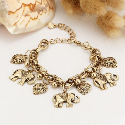 Bohemian Style Elephant Charm Anklet - Floral Fawna