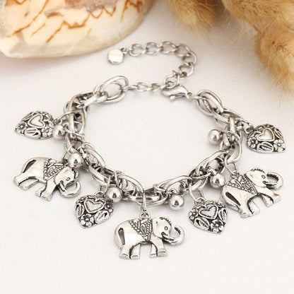 Bohemian Style Elephant Charm Anklet - Floral Fawna