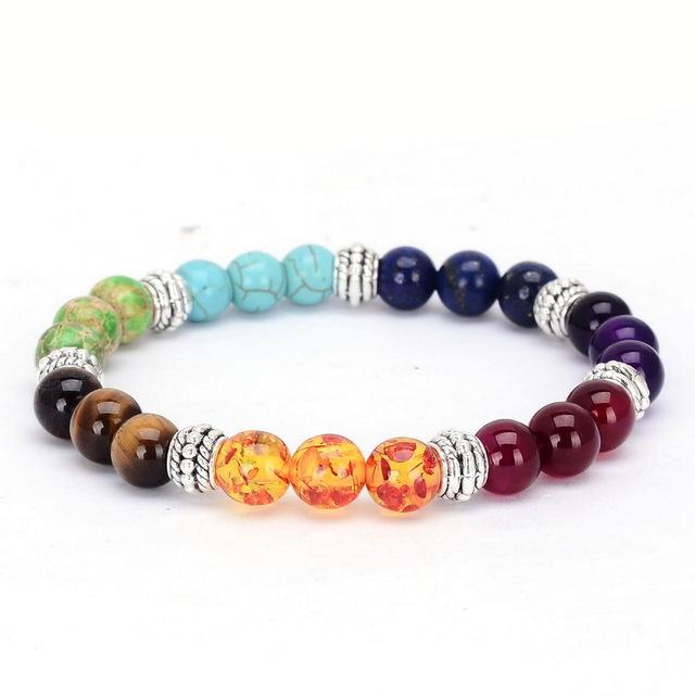 7 Chakra Mixed Colors Healing Crystals Bangle Bracelet - Floral Fawna