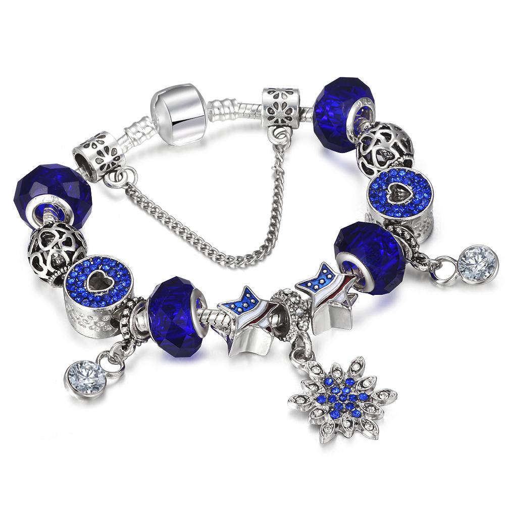 Blue Snowflake Charm Bracelet - Floral Fawna