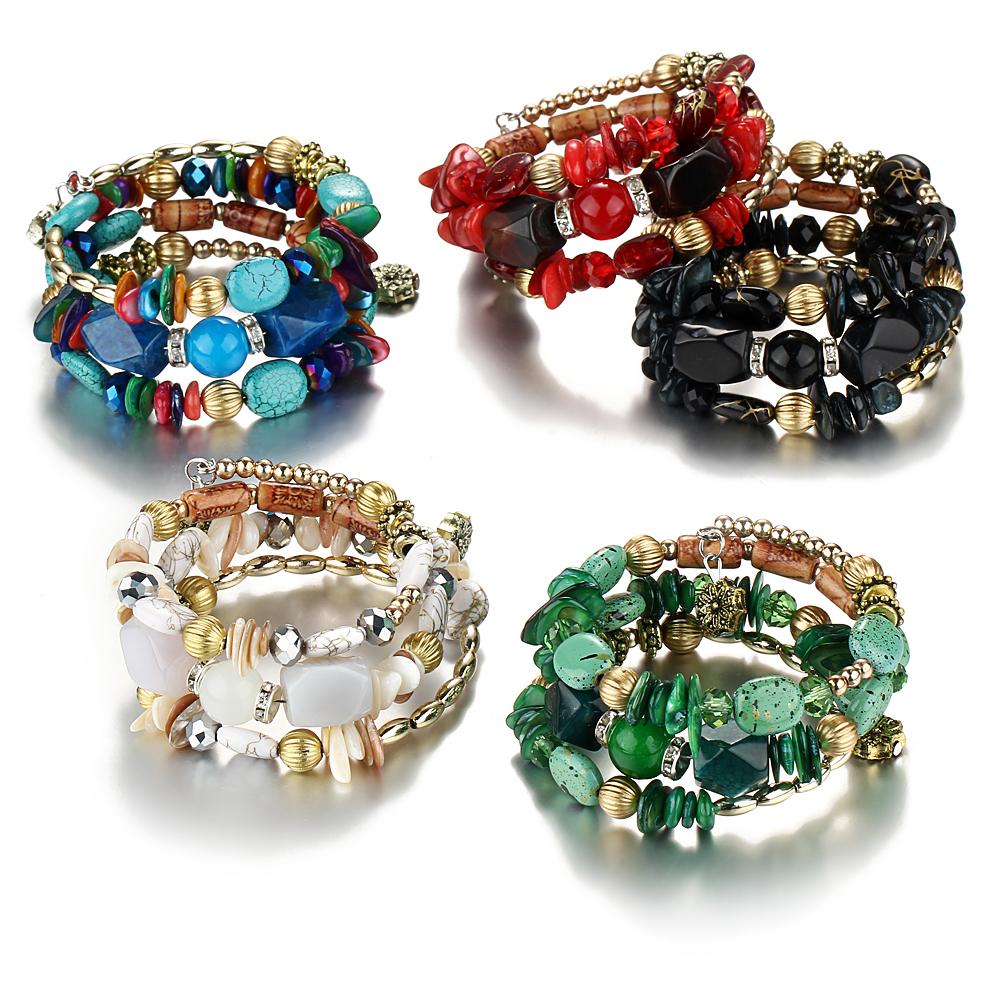 Boho Natural Stone Beads Wrap Bracelet - Floral Fawna