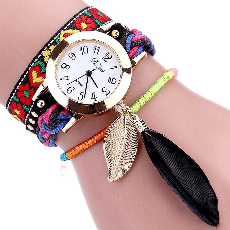 Feather Leaf Weave Watch Bracelet - Floral Fawna