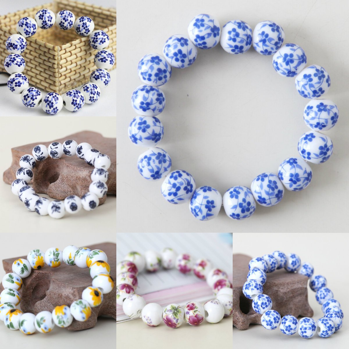 Jingdezhen Porcelain Beads Bracelet - Floral Fawna