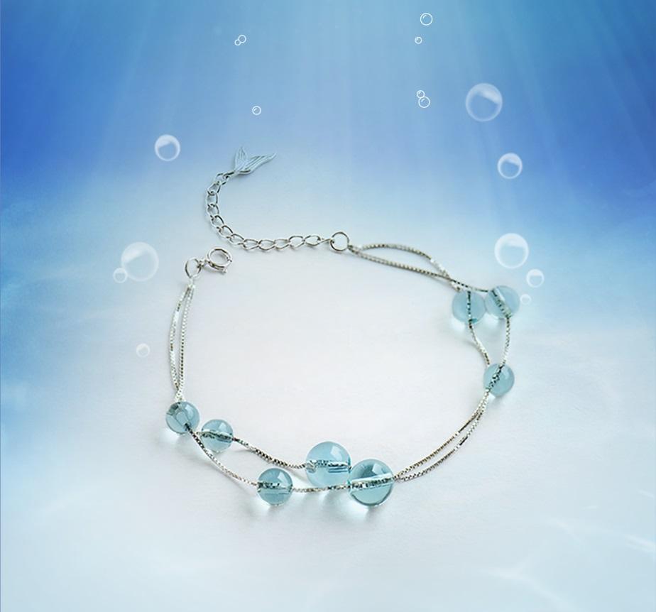 Mermaid Sea Foam Silver Bracelet - Floral Fawna