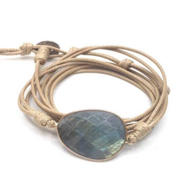 Natural Labradorite Wrap Bracelet - Floral Fawna