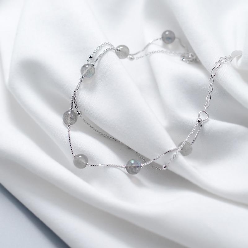 Romantic Moonstone Silver Bracelet - Floral Fawna