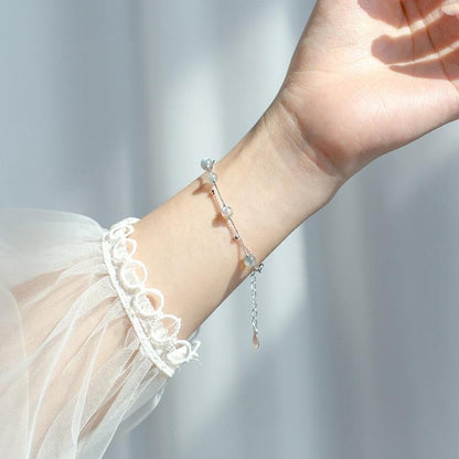 Romantic Moonstone Silver Bracelet - Floral Fawna