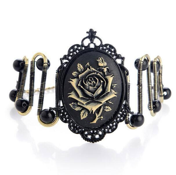 Steampunk Gothic Rose Bracelet - Floral Fawna