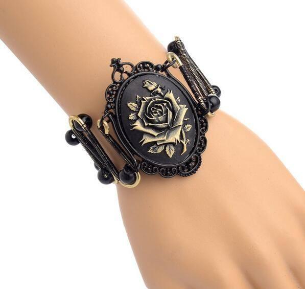 Steampunk Gothic Rose Bracelet - Floral Fawna