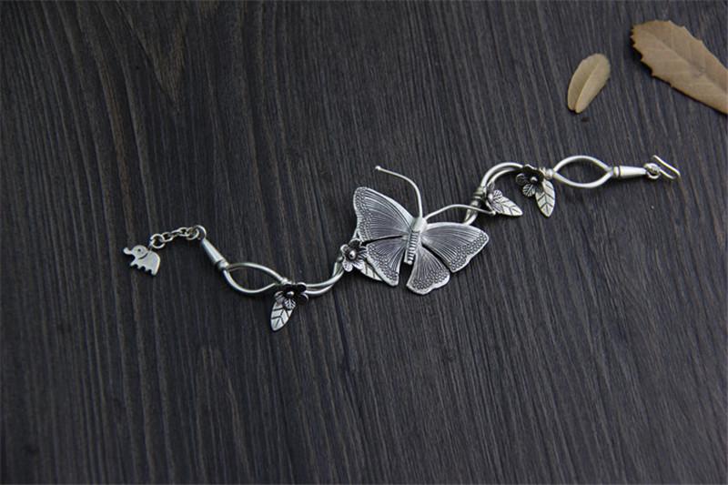 Vintage Style Butterfly Thai Silver Bracelet - Floral Fawna
