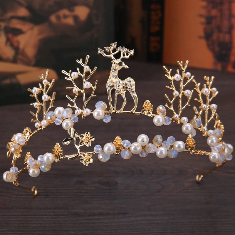 Ice Queen Deer Tiara Headband - Floral Fawna