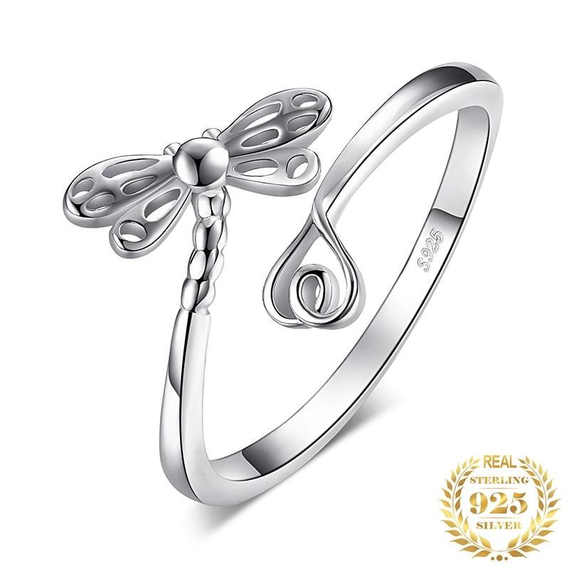 Dragonfly Silver Wrap Ring - Floral Fawna