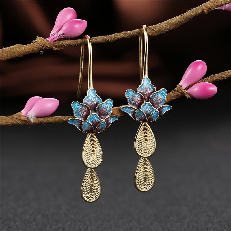 Blue Egyptian Lotus Earrings - Floral Fawna