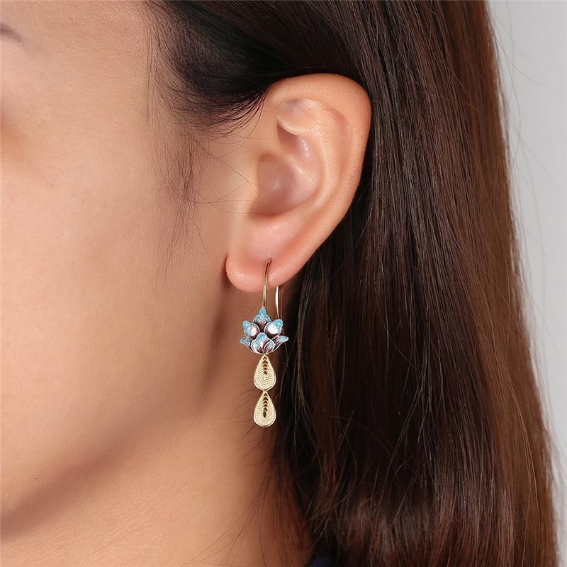 Blue Egyptian Lotus Earrings - Floral Fawna