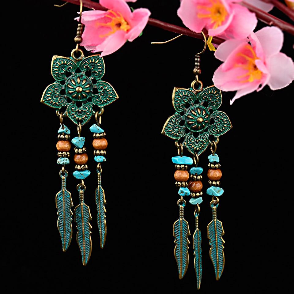 Bohemian Flower Turquoise Earrings - Floral Fawna