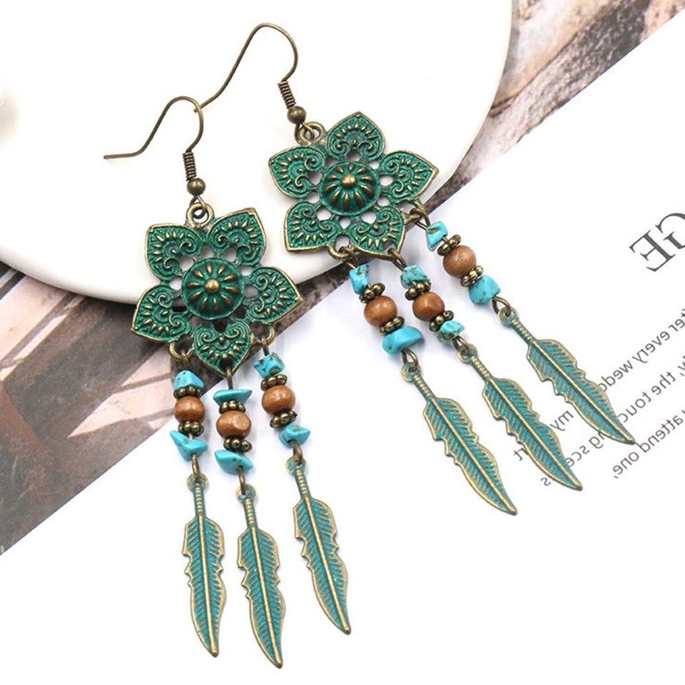 Bohemian Flower Turquoise Earrings - Floral Fawna
