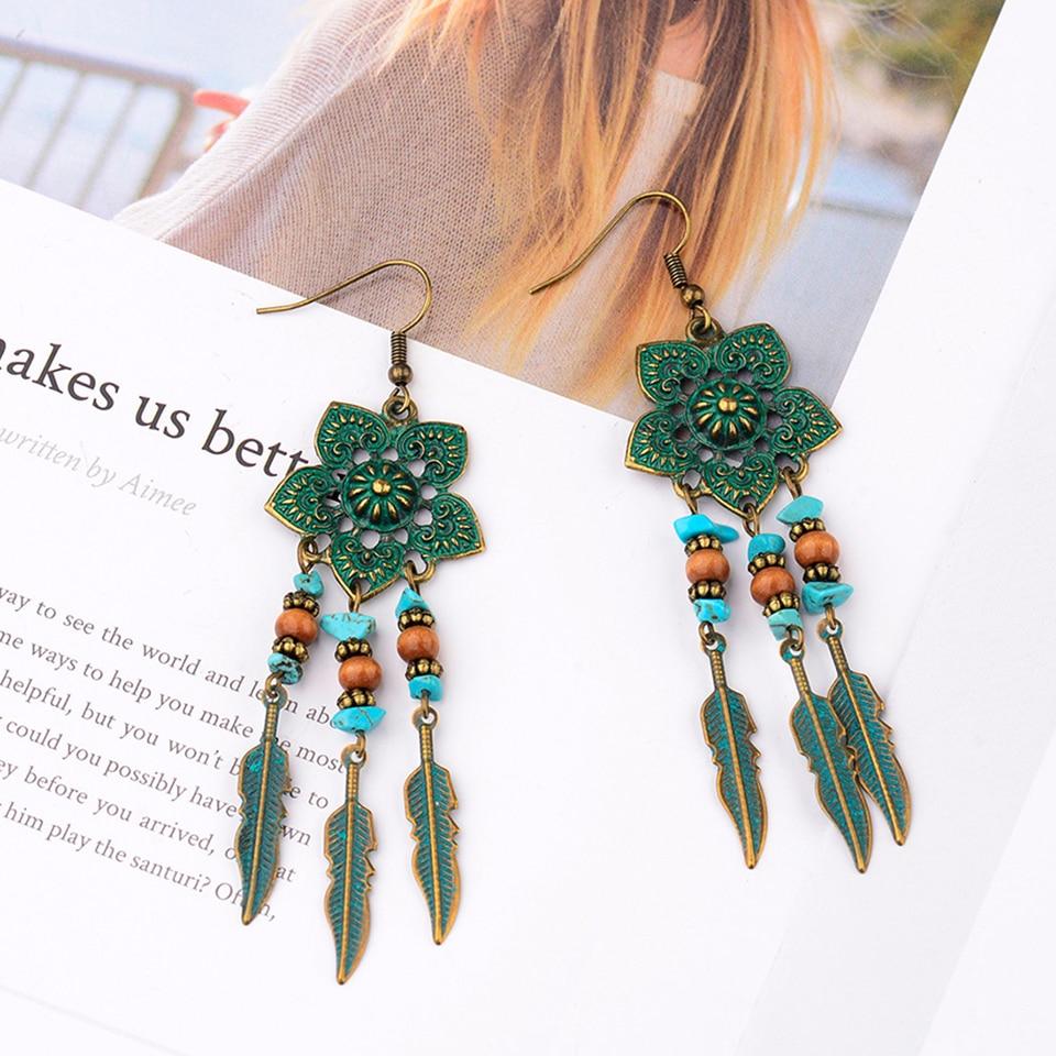 Bohemian Flower Turquoise Earrings - Floral Fawna