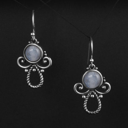 Captivating Moonstone Silver Earrings - Floral Fawna