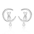 Cat & Moon Sterling Silver Stud Earrings - Floral Fawna