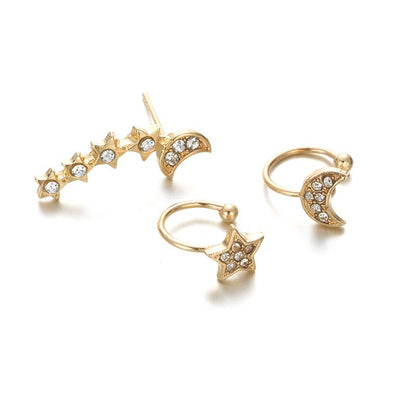 Celestial Moon &amp; Stars Earrings Set - Floral Fawna