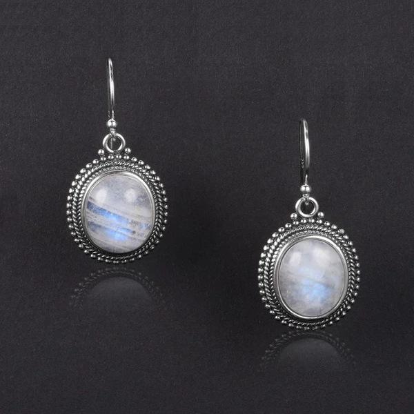 Classic Moonstone Silver Earrings - Floral Fawna