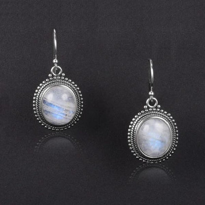 Classic Moonstone Silver Earrings - Floral Fawna