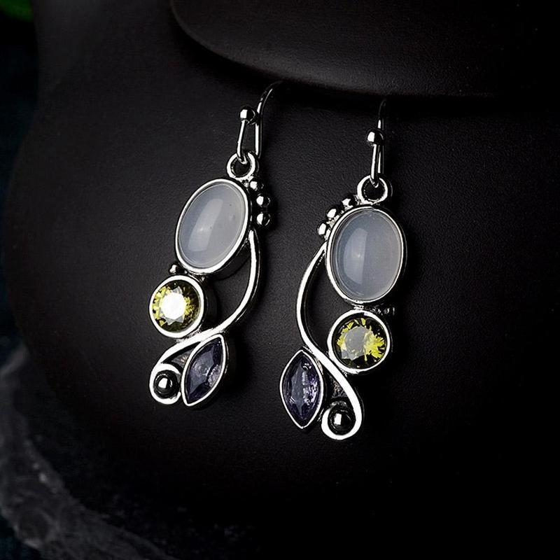 Colorful Crystals Moonstone Earrings - Floral Fawna