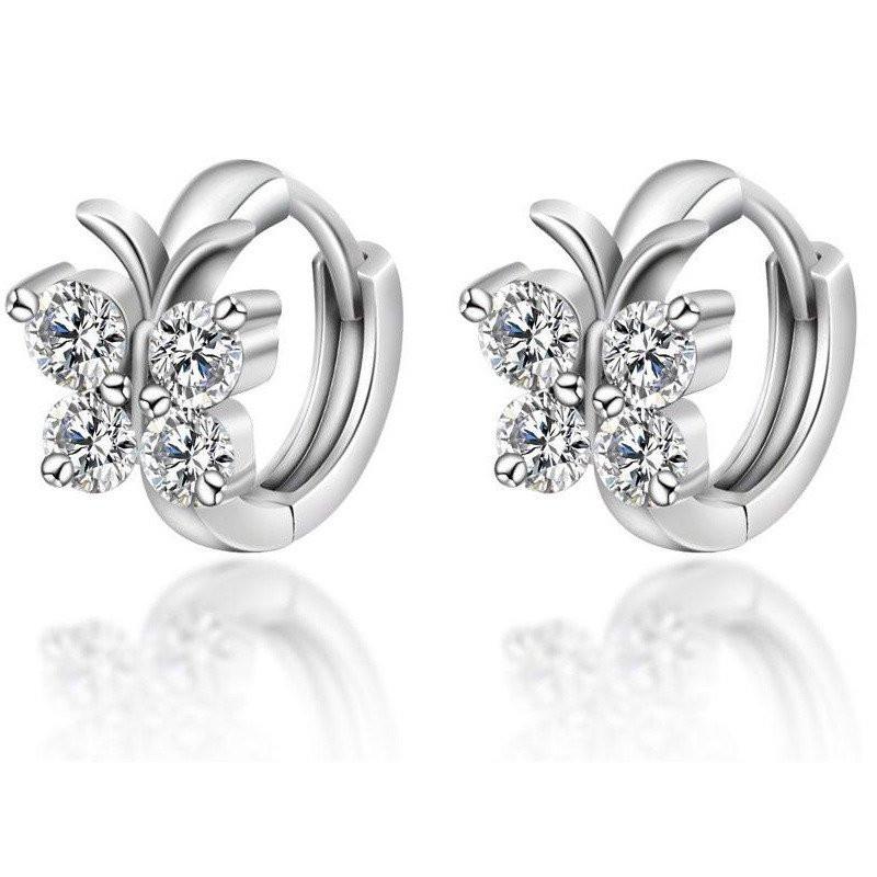 Crystal Butterfly Silver Earrings - Floral Fawna