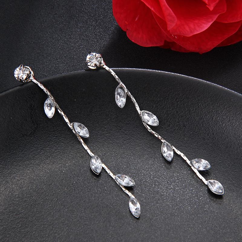Crystal Leaves Dangling Earrings - Floral Fawna