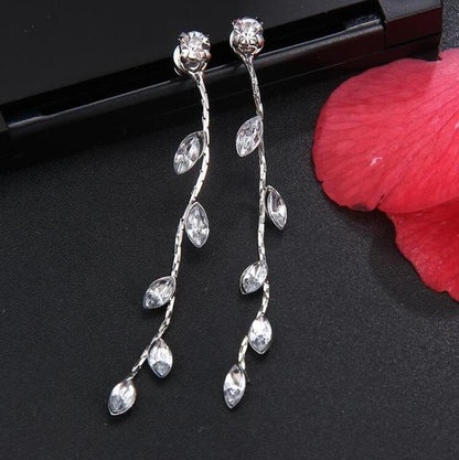 Crystal Leaves Dangling Earrings - Floral Fawna