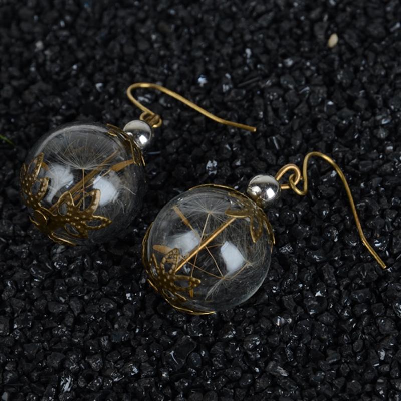 Dandelion Glass Orb Earrings - Floral Fawna