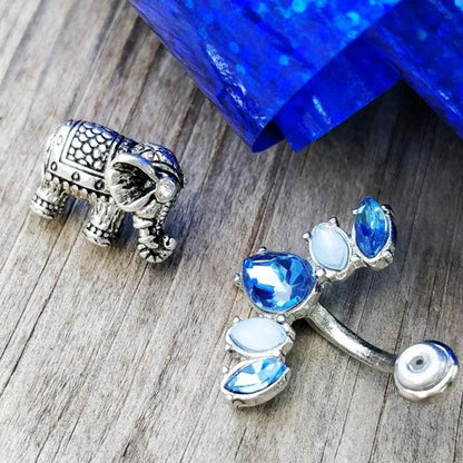 Elephant &amp; Blue Sea Crystals Earrings - Floral Fawna