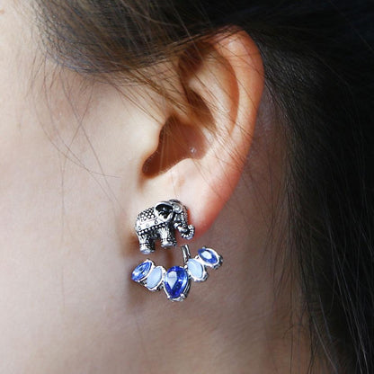 Elephant &amp; Blue Sea Crystals Earrings - Floral Fawna