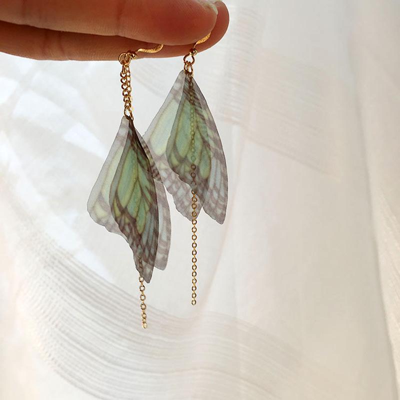 Faux Butterfly Wings Drop Earrings - Floral Fawna
