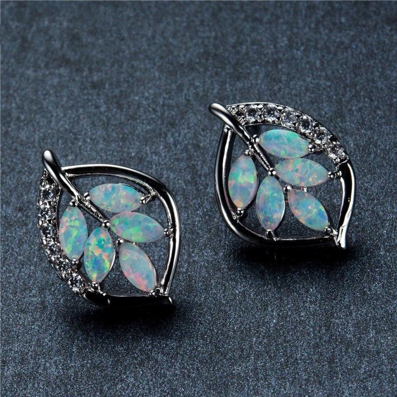 Fire Opal Leaf Earrings - Floral Fawna